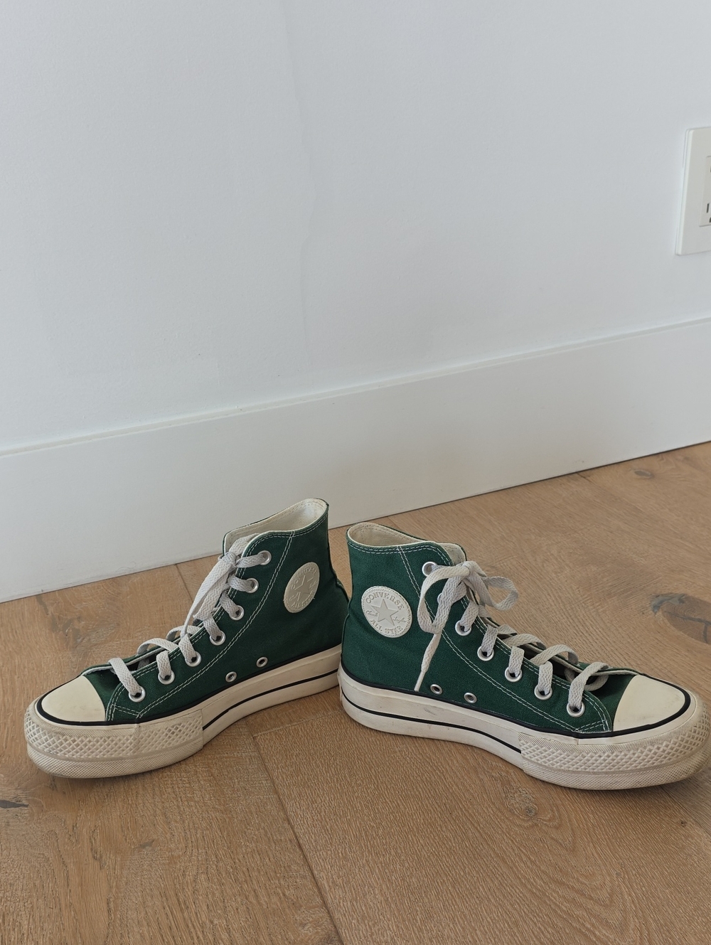 Women's Forest Green Converse All Star Platform High Tops Size 6